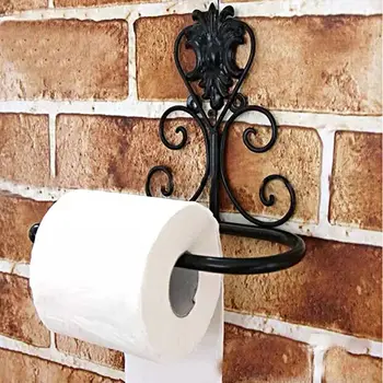 1 бр. ретро притежателя на ролка тоалетна хартия, за салфетки, стенен държач за баня, черен