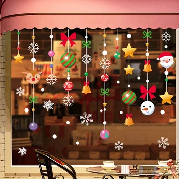 4 бр. Коледни стикери върху прозорци, стъклени стикер, Коледни стикери за стена, стенни декорации, празнични украси, Коледни украси за дома