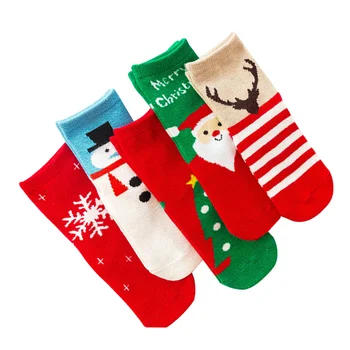 5 чифта детски, коледни чорапи с декорация във формата на Дядо Коледа на топло за зимно бебе