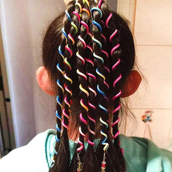 6 бр. Опашка Пръстен за коса Сладко Инструменти за къдрава коса за момичета Шнола за коса за деца Rainbow за момичета