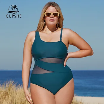 CUPSHE Плюс Размер на Окото На Едно Рамо едно Парче Бански За Жени Секси Голям Размер 3XL Монокини Бански костюми 2023 Плажни Бански костюми