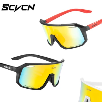 Scvcn Мъжки Поляризирани Слънчеви Очила Trave Модни Велосипедни Очила Летни UV400 Очила Мтб за Риболов Спортни Очила Извънгабаритни