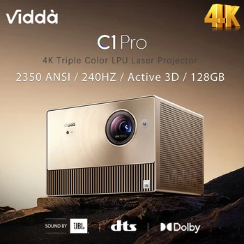 Vidda C1 Pro три-цветен Лазерен 4K Проекторът 2350ANSI Лумена С честота 240 Hz 128 GB Оперативна памет, 3D, Android Проектор за Домашно кино, Tv Smart