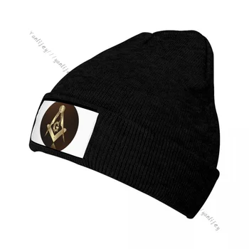 Вязаная шапка за мъже и жени с емблемата на масонството Зимни вязаная дебела шапка