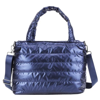 Дамски стеганая чанта-тоут от фугу, мека чанта през рамо, лека Мека чанта-Скитник, Зимна чанта за пътуване