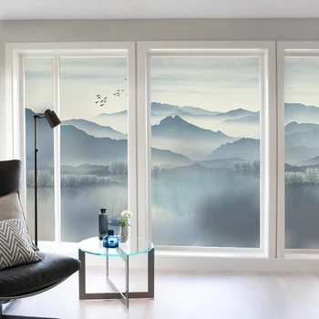 Електростатичен лепило Nordic illustration разтегателна вратата в спалнята, прозорец, непрозрачни водонепроницаемое слънцезащитно стъкло, защитно фолио