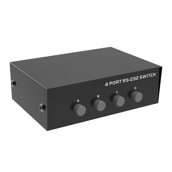Портове RS232 Преминете DB9-пинов конектор за споделяне на COM-порта 4 В 1-изходно устройство за споделяне на последователни портове Бутон превключвател Лесен за инсталация, Лесна употреба