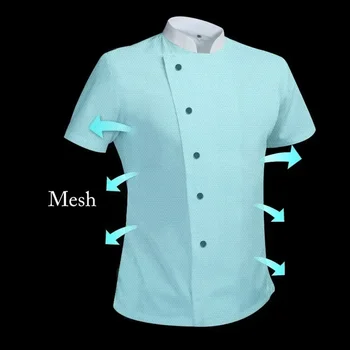 Работно дышащее палто с ръкави, облекло с лого на ресторанта, тениска готвач, Кратка форма на сервитьор, тестени, Хотелска униформи
