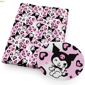 Разпродажба 45x145 см Hello Kitty Kuromi Полиэфирно-памучен плат за шиене, аксесоари за капитониране, Материал дрехи за момичета 