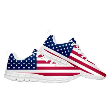 Спортни обувки с флага на САЩ на Мъжки дамски Наградата на Детски за деца на американския футбол, Всекидневни висококачествени маратонки за двойки
